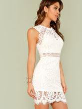 Load image into Gallery viewer, Scalloped Hem Guipure Lace Bodycon Dress
