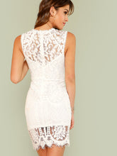 Load image into Gallery viewer, Scalloped Hem Guipure Lace Bodycon Dress
