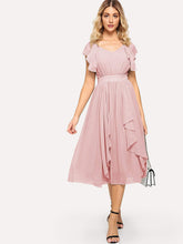 Load image into Gallery viewer, Flounce Detail Layered Midi Dress
