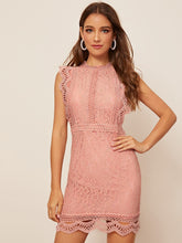 Load image into Gallery viewer, Keyhole Back Sleeveless Lace Bodycon Dress
