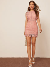 Load image into Gallery viewer, Keyhole Back Sleeveless Lace Bodycon Dress
