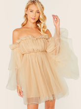 Load image into Gallery viewer, Off Shoulder Ruffle Mesh Dress
