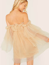 Load image into Gallery viewer, Off Shoulder Ruffle Mesh Dress
