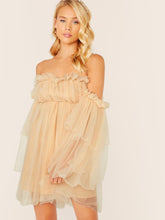 Load image into Gallery viewer, Off Shoulder Ruffle Mesh Dress
