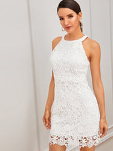 Load image into Gallery viewer, Solid Zip Back Guipure Lace Dress
