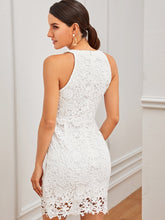 Load image into Gallery viewer, Solid Zip Back Guipure Lace Dress
