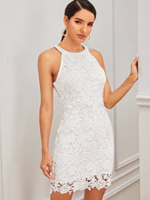 Load image into Gallery viewer, Solid Zip Back Guipure Lace Dress
