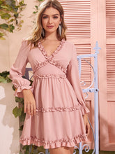Load image into Gallery viewer, Flounce Sleeve Frill Trim Dress
