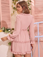 Load image into Gallery viewer, Flounce Sleeve Frill Trim Dress
