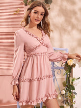 Load image into Gallery viewer, Flounce Sleeve Frill Trim Dress

