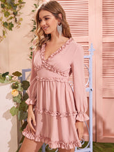 Load image into Gallery viewer, Flounce Sleeve Frill Trim Dress
