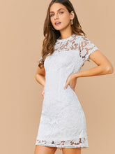 Load image into Gallery viewer, Lace Trim Embroidery Mesh Dress
