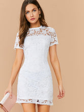 Load image into Gallery viewer, Lace Trim Embroidery Mesh Dress
