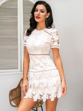 Load image into Gallery viewer, Zip Back Guipure Lace Overlay Dress

