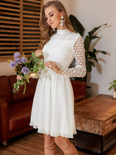Load image into Gallery viewer, Missord Mock-neck Lace Sleeve Schiffy Dress
