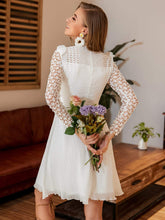 Load image into Gallery viewer, Missord Mock-neck Lace Sleeve Schiffy Dress
