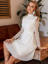 Load image into Gallery viewer, Missord Mock-neck Lace Sleeve Schiffy Dress
