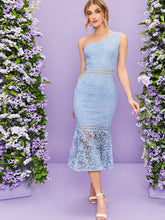 Load image into Gallery viewer, One Shoulder Mermaid Hem Lace Overlay Dress
