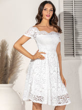 Load image into Gallery viewer, Off Shoulder Lace Overlay Midi Dress
