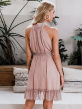 Load image into Gallery viewer, Halterneck Belted Button Front Dress
