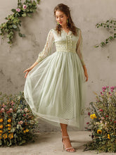 Load image into Gallery viewer, Contrast Lace Dobby Mesh Dress
