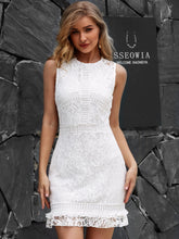 Load image into Gallery viewer, Zip Back Ruffle Hem Lace Dress
