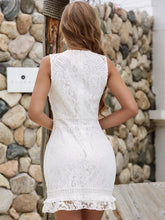 Load image into Gallery viewer, Zip Back Ruffle Hem Lace Dress
