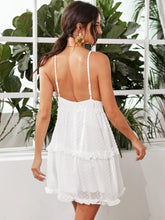 Load image into Gallery viewer, Lace Bodice Frill Trim Swiss Dot Cami Dress
