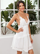 Load image into Gallery viewer, Lace Bodice Frill Trim Swiss Dot Cami Dress
