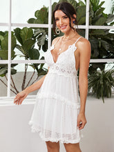 Load image into Gallery viewer, Lace Bodice Frill Trim Swiss Dot Cami Dress
