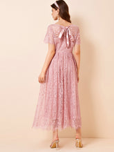 Load image into Gallery viewer, Tie Back Solid Lace Dress
