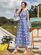 Load image into Gallery viewer, Floral Embroidered Mesh Overlay A-line Dress
