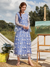 Load image into Gallery viewer, Floral Embroidered Mesh Overlay A-line Dress
