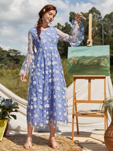 Load image into Gallery viewer, Floral Embroidered Mesh Overlay A-line Dress
