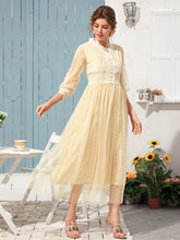 Load image into Gallery viewer, Contrast Lace Dobby Mesh Dress

