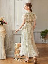 Load image into Gallery viewer, Floral Ruffle Contrast Mesh A-line Dress
