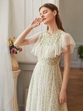 Load image into Gallery viewer, Floral Ruffle Contrast Mesh A-line Dress
