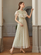 Load image into Gallery viewer, Floral Ruffle Contrast Mesh A-line Dress
