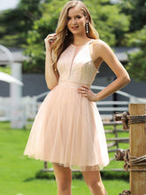 Load image into Gallery viewer, EverPretty Halter Neck Rhinestone Bodice Mesh Dress
