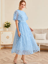 Load image into Gallery viewer, Flutter Sleeve 3D Floral Applique Lace Overlay Dress
