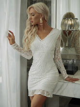 Load image into Gallery viewer, Tie Back Ruffle Hem Lace Dress
