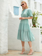 Load image into Gallery viewer, Tie Neck Lantern Sleeve A-line Dress
