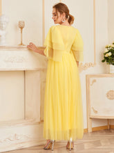 Load image into Gallery viewer, Layered Sleeve Sequin Embroidered Bodice Mesh Overlay Dress
